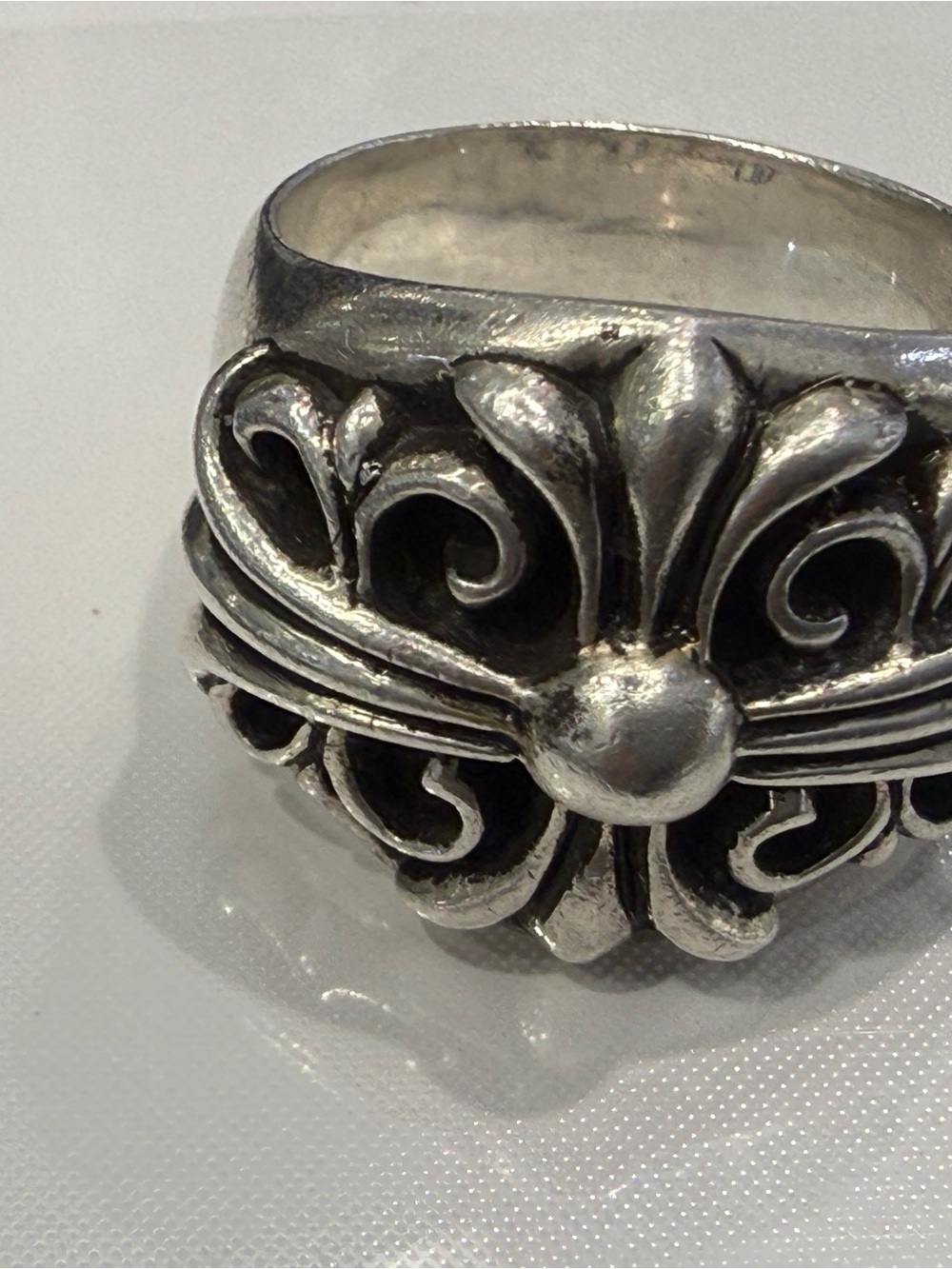 Ornate Silver Fleur-de-Lis Statement Ring